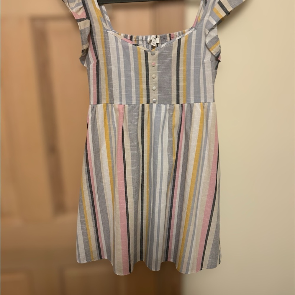 Blu Pepper Ruffled Tiered Sundress Blue Pink